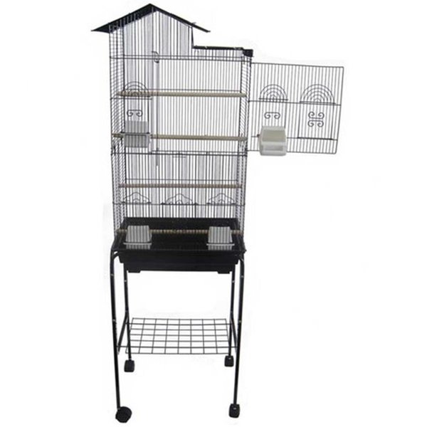 Peticare 68944814BLK Villa Top Small Bird Cage with Stand in Black PE20071